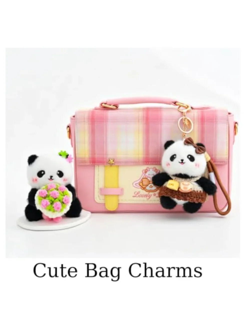 Plush Cat Keychain Bag Charm Kawaii Purse Accessory for Women